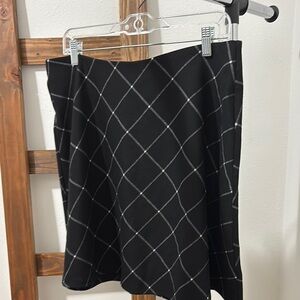 LOFT Black and White A-Line Knee-Length Skirt